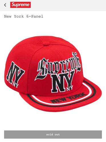 Casquette chapeau rouge 6 panneaux laine mélangée SUPREME New York rare épuisée brodée New York