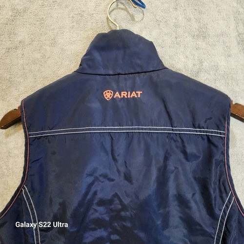 Ariat Fusion Puffy Vest Women's Small Petite Blue Full Zip Front Pockets - Picture 6 of 8