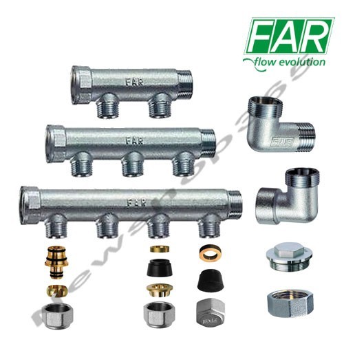 COLLETTORE RISCALDAMENTO CENTRALINA TERMOSIFONI IN OTTONE FAR CON GOMITO TAPPO