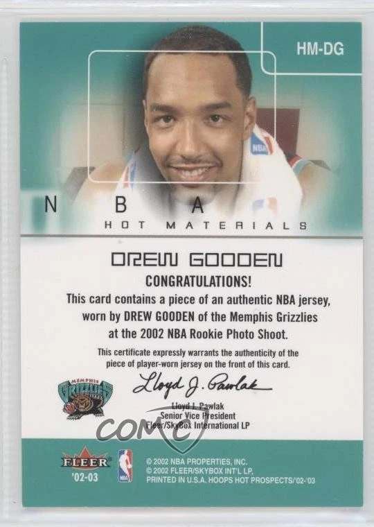 2002-03 Hoops Hot Prospects Hot Materials Drew Gooden #HM-DG Rookie RC - Image 2 of 2