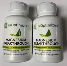 LOT of 2 bottles Bioptimizers Magnesium Breakthrough VERSION 4.1 supplement