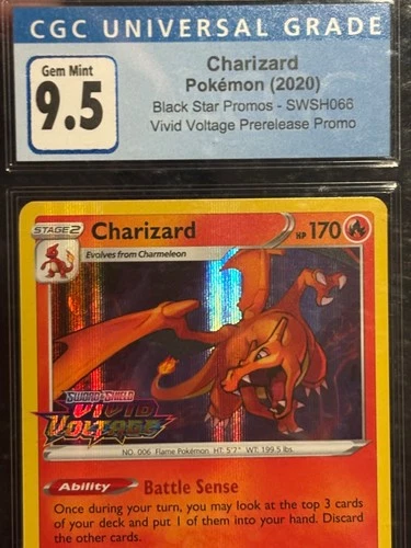 CGC 9.5 (PSA 9.5/10) Charizard black star promo Vivid Voltage prerelease swsh066