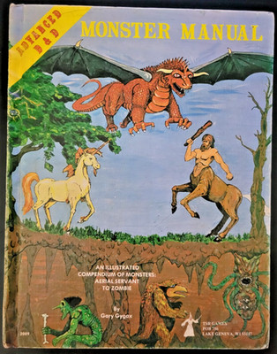 AD&D Monster Manual 3rd Printing 1978 TSR Red Endpapers No ISBN Early Print