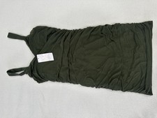 Women’s Elegant Olive Green Ruched Dress Sleeveless L.