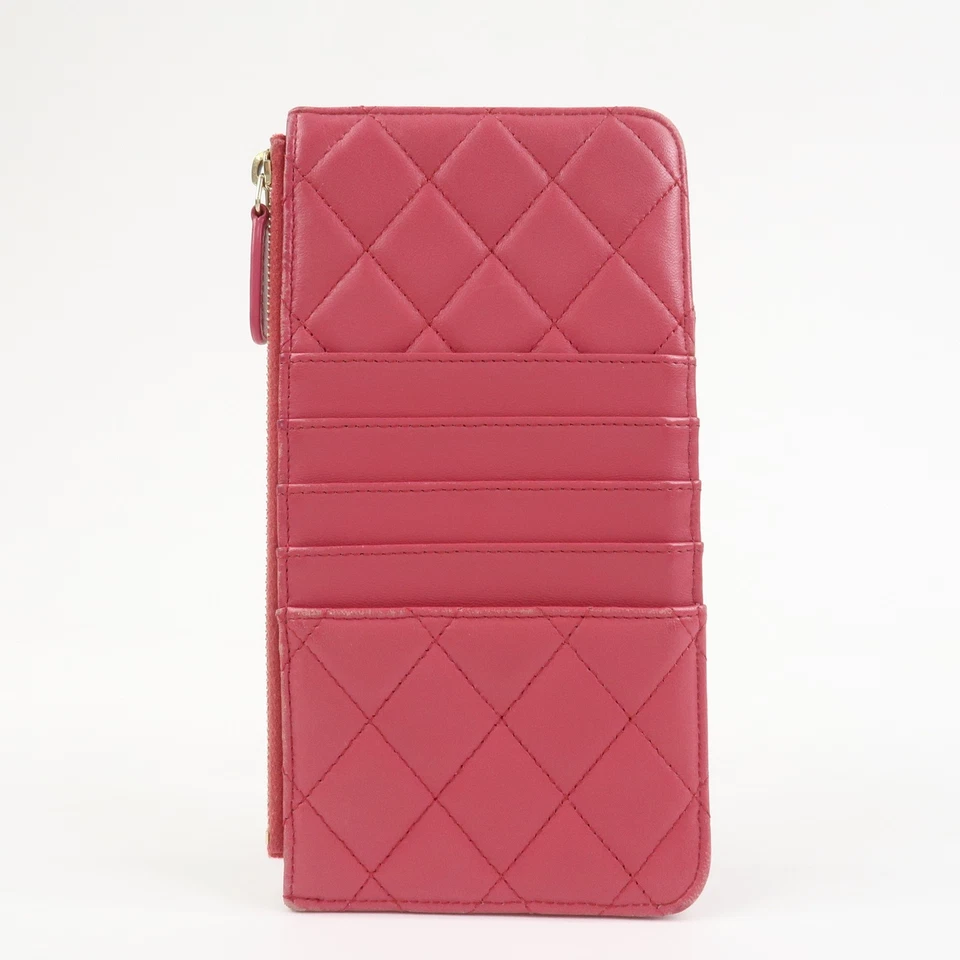 CHANEL COCO Mark Matelasse Lamb Skin Card Fragment Case Pink AP0225 Used F/S - Image 2 of 4