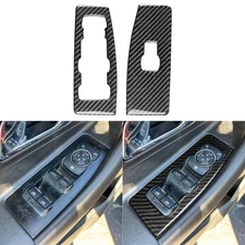 Real Carbon Fiber Front Window Lift Switch Panel Trim For Ford Taurus 2013-2019