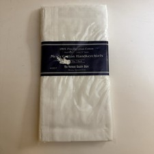 NOS 100 Egyptian Cotton 7 Pack White Hand Rolled Men  s Handkerchief 16  Square