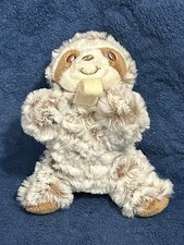 RAZBABY / RAZ BUDDY STUFFED / PLUSH BROWN  WHITE SLOTH PACIFIER/TEETHER HOLDER
