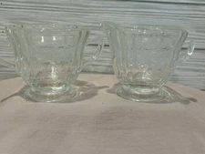 Indiana Glass 2 Piece Cream And Sugar Set Madrid Recollection Depression Scrolls