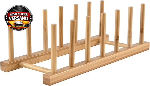 KüChenorganizer Bambus GeschirrstäNder Teller- Und Topfdeckelhalter Platzsparend-image