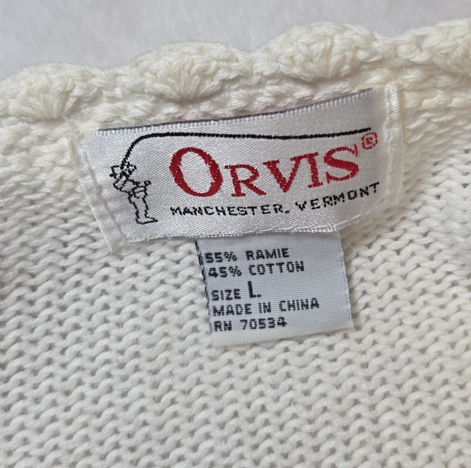 Cardigã suéter Orvis vintage pássaros flores pássaro azul malha recortada vovó M - Imagem 4 de 4