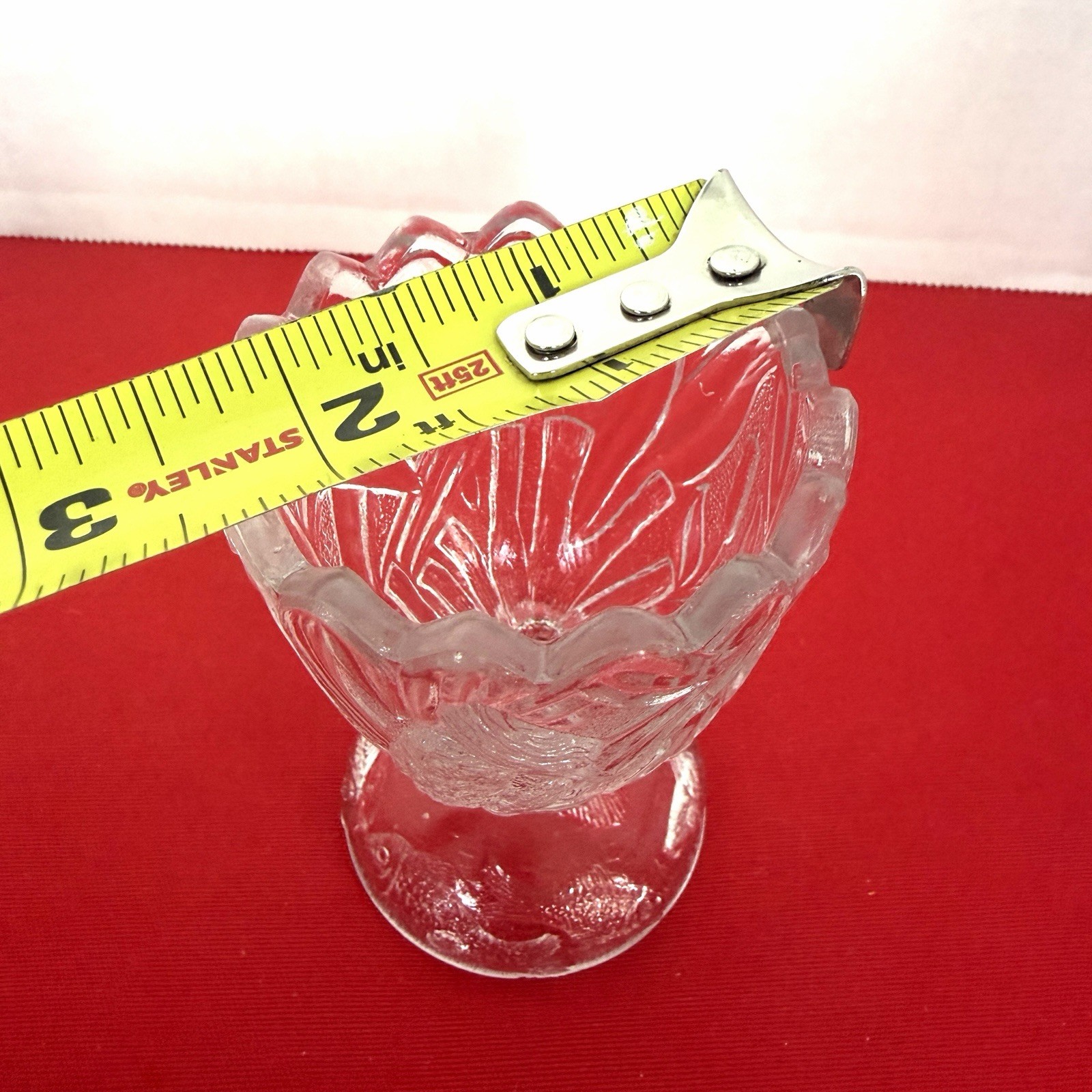 1920 KINGFISHER BY CANTON GLASS CO. CRYSTAL TOOTHPICK HOLDER Fish Cattails Rare