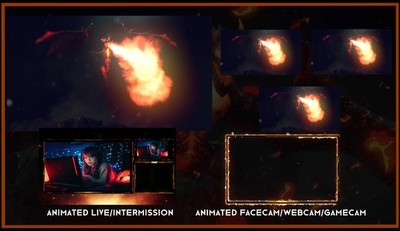 Dragon Fire Themen Stream Overlay Paket - Animierte Szenen, Warnungen & mehr