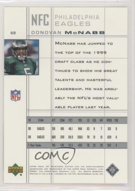 2001 SP Game Used Edition Donovan McNabb #68 - Image 2 of 2