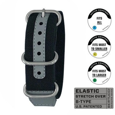 Bertucci Men #336 Black Matte Hardware Stitch 22 MM Watch Band Strap - B-336