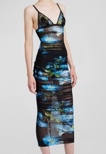 Dolce & Gabbana Women Black Bluebell Floral Print Tulle MIDI Dress Size 44