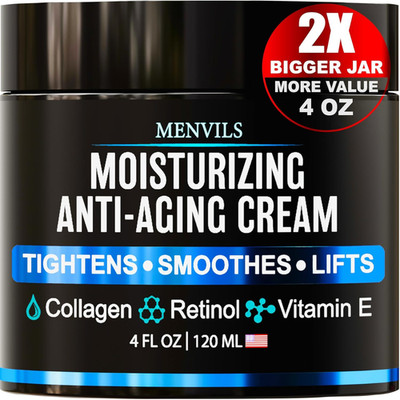 Mens Face Moisturizer Cream - Anti Aging & Wrinkle for Men with Collagen, Retino