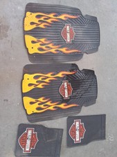 Vintage Harley-davidson Emblem Floor Mats Flames Mud Flaps
