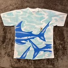 Vintage 90s Shark All Over Print Australian Gold Koala All Sport Large T-Shirt