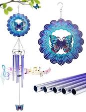Wind Chimes for Outside with Butterfly Wind Spinner, Unique Christmas Birthda...