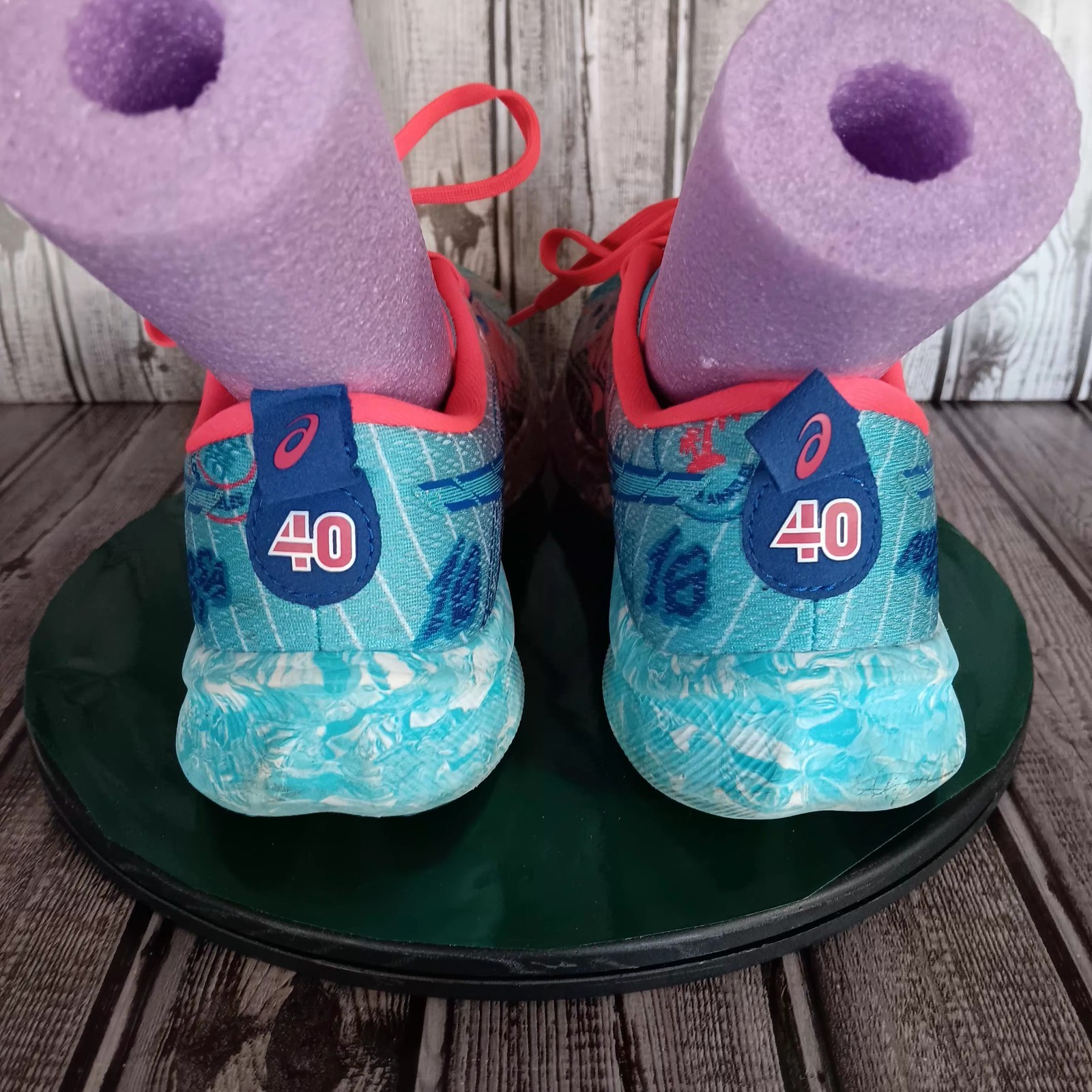 Size 9 Women's Asics NooSA Tri 16 Los Angeles Marathon Pastal Pink And Blue thumbnail 5