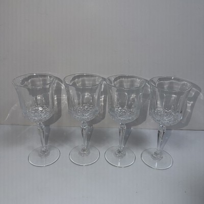 Lead Crystal Clear Glass Pedestal Footed Stemware Wine Drinking Glass 7  Set Of4