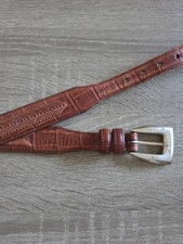 Vintage Brighton Brown Croc Woven Leather Belt Size 40 Silver Hardware