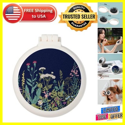 Stylish Portable Hairbrush with Mirror - Soft Bristles for Painless Detangling