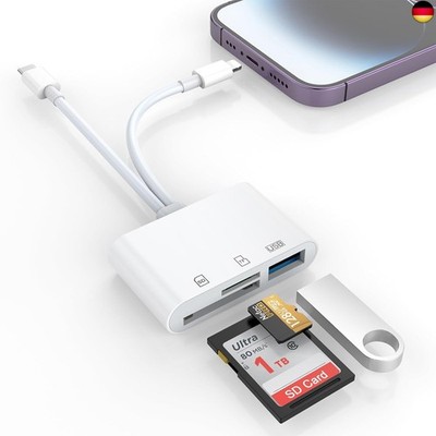 3 in1 USB C Kartenleser, SD Kartenleser für Micro SD Speicherkarten Adapter, 