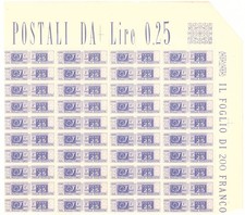 1946 Blocco 40 Pezzi Pacchi Postali Cent. 25 Ruota Integri MNH