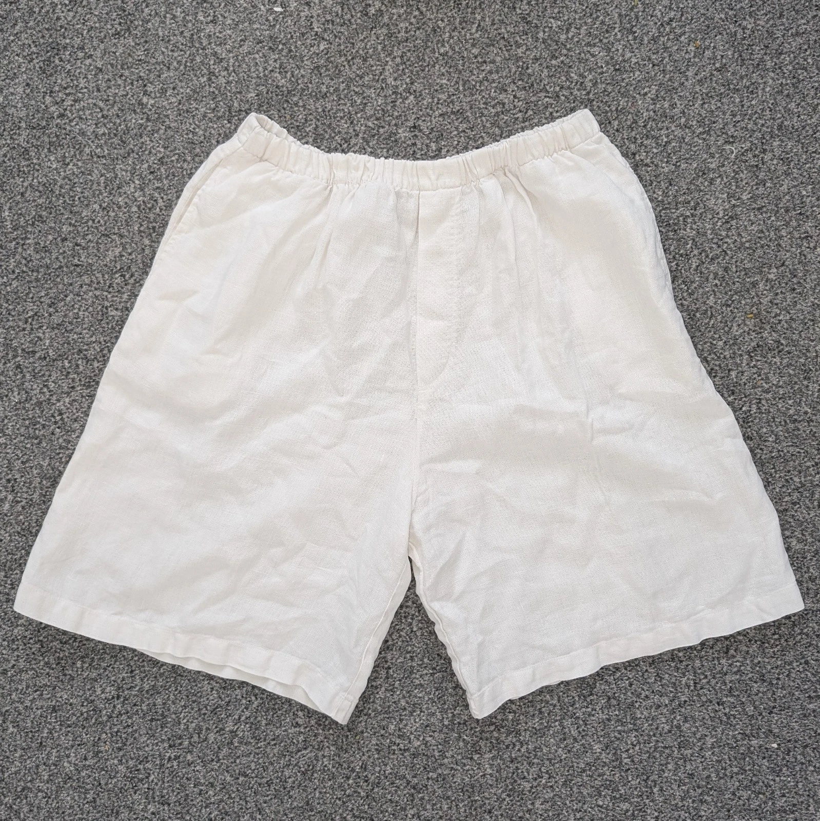 CP Shades White Pure Irish Linen Shorts With Pockets Size Large Vintage