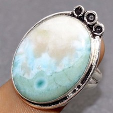 925 Silver Plated Larimar Ring US 9 Trending Now Jewelry GW