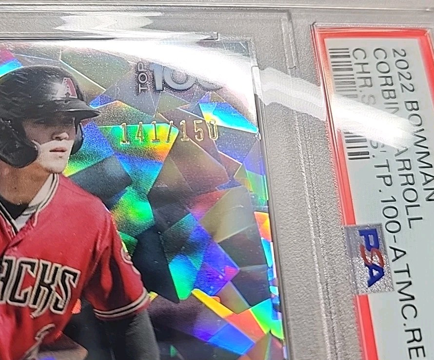 2022 Bowman Chrome Corbin Carroll Top 100 Atomic Refractor /150 PSA 10 Gem  view 3