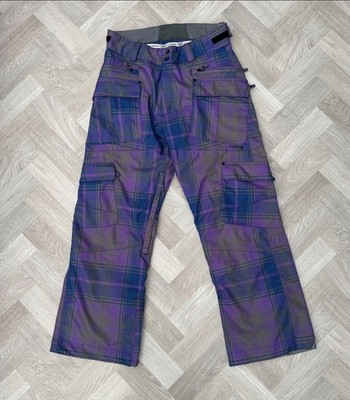 Surfanic Grinder Pant Ski Snowboard Trousers Purple Tartan Waterproof Size M