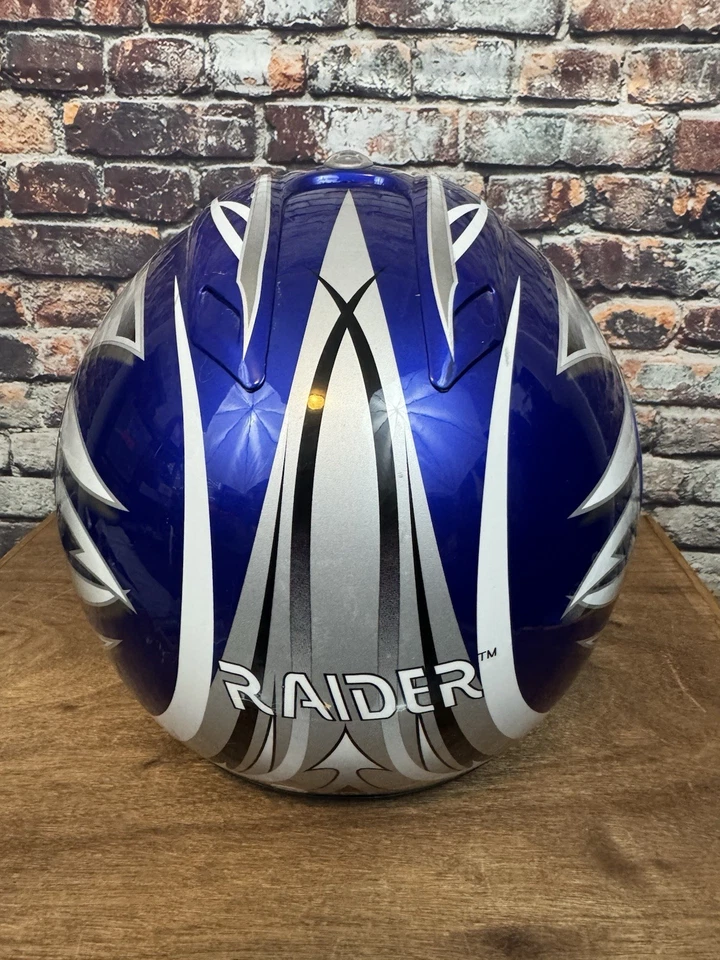 Casco de motocicleta Raider Powersports motocross pequeño azul aprobado por el DOT Foto 2 de 4