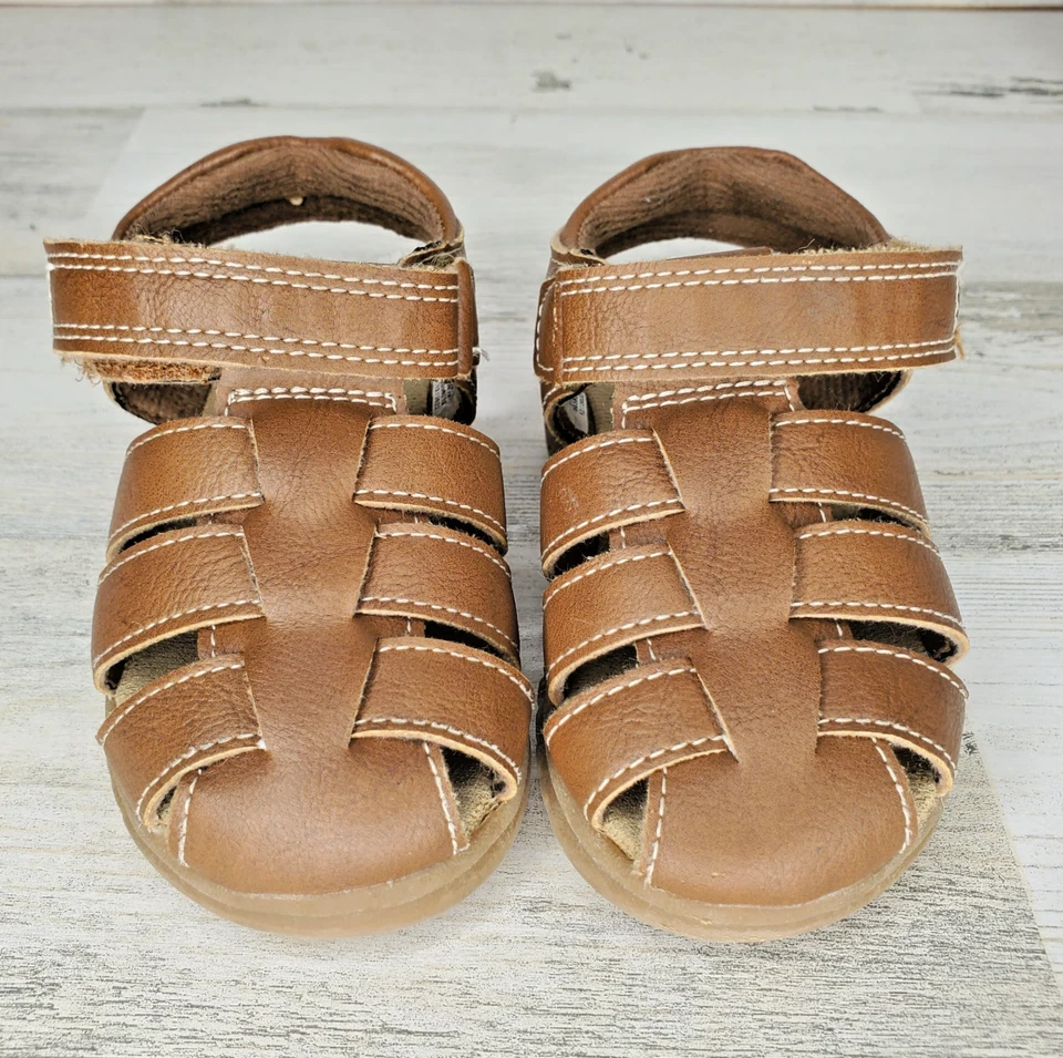 Sandalias informales de pescador marrón de cuero sintético para niños talla 6 Foto 4 de 4