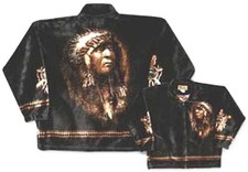 The Chief Native American Plush Fleece Jacket Made USA New XS - 2X 