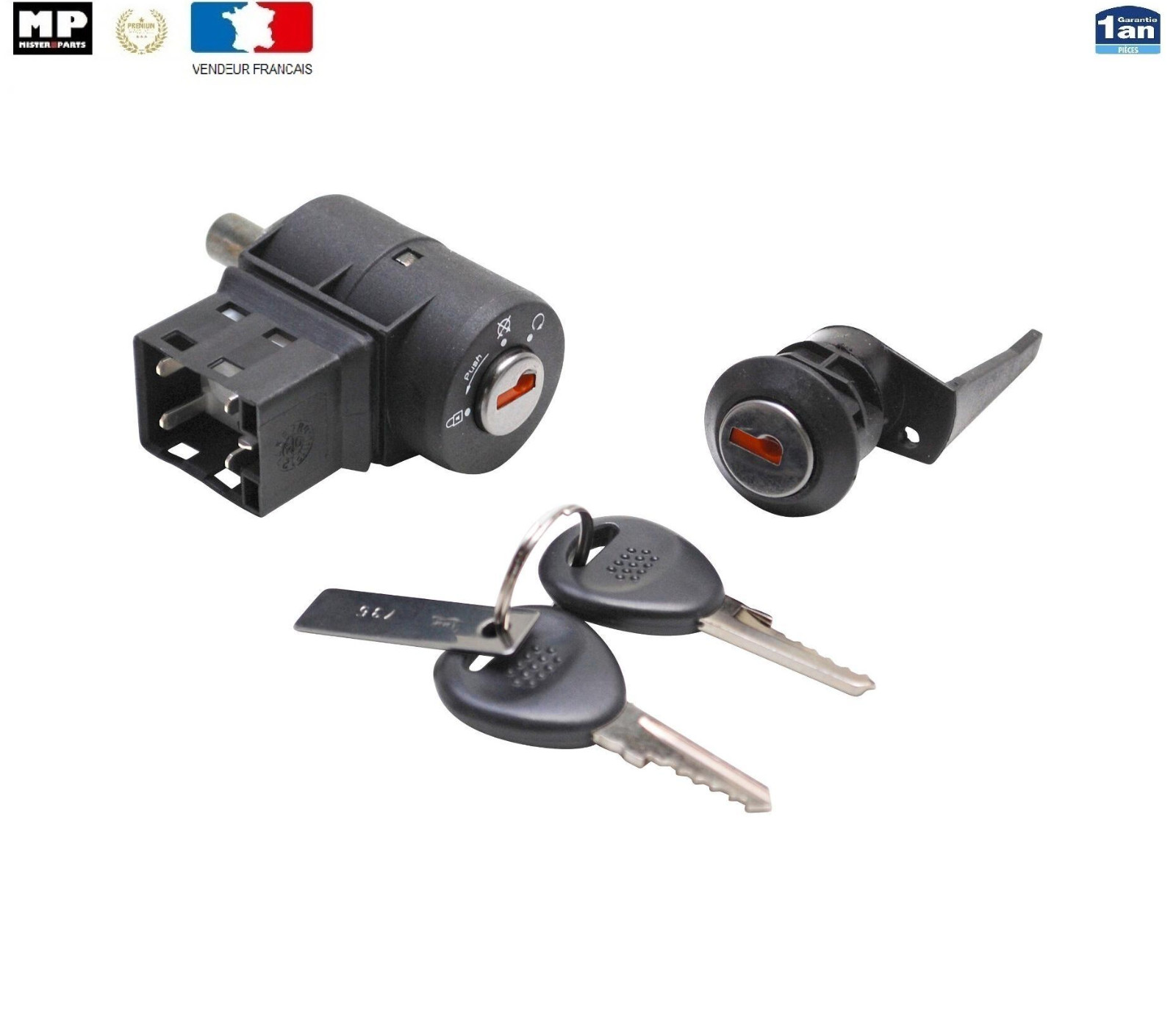 Contacteur a clé serrure neiman Peugeot Buxy Fox Zenith en alliage noir avec double clé