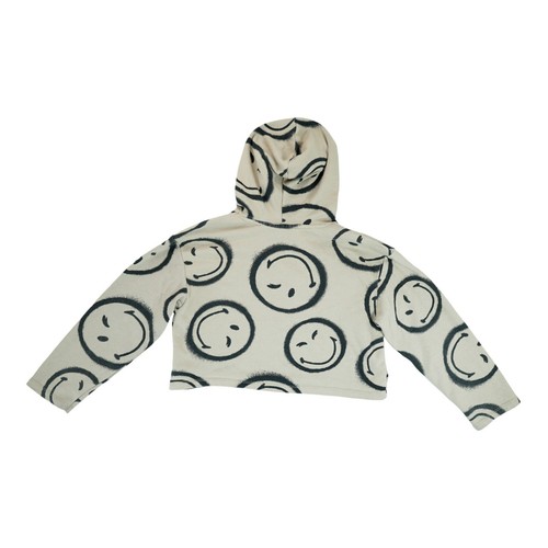 H&M HM Smiley World Collection Beige Cropped Sweatshirt Women's Size 8/10 - Picture 2 of 4