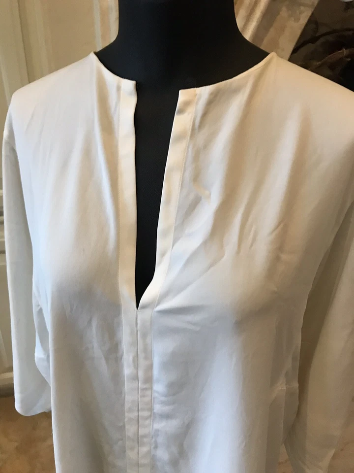 Blusa Helmut Lang marfil de seda de gran tamaño (S) Foto 2 de 4