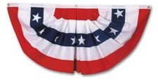 US Flag Factory 3'x6' Pleated Fan - Appliqued Stars, Sewn Stripes