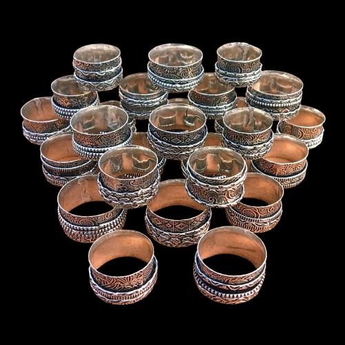 Lote de anéis exóticos folheados a prata esterlina 925 atacado meditação giratória - Imagem 2 de 2