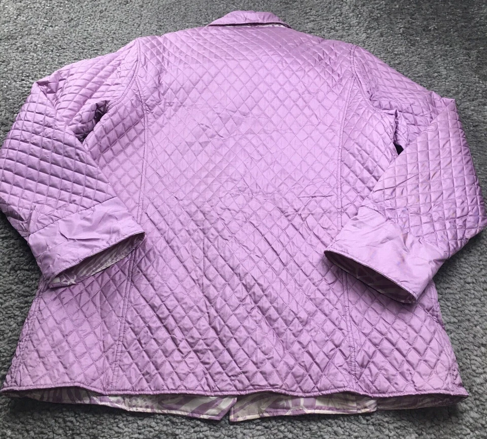 Chaqueta acolchada de seda Dennis Basso para mujer talla L prendas exteriores moradas cierre de palanca nueva con etiquetas Foto 4 de 4
