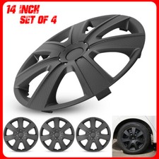 14set Of 4 Black Matte Wheel Covers Snap On Hub Caps Fit R14 Tire Steel Rim
