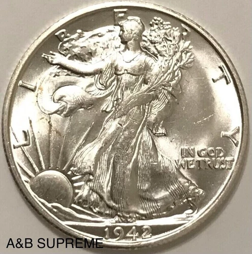 1942 S Walking Liberty Half Dollar From OBW Roll Estate CH-GEM Bu Unc 90% Silver