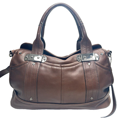 Chic B MAKOWSKY Chocolate Brn Leather Flap Top Closure xL Size Crossbody Satchel