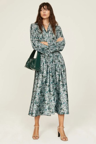 NEW VINCE BERRY BLOOMS PLEATED SHIRT DRESS SZ XXS