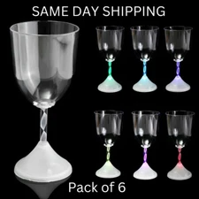 LED Light Up Flashing 11 oz Wine Goblet Wine Glasses - Multicolor - Set of 6