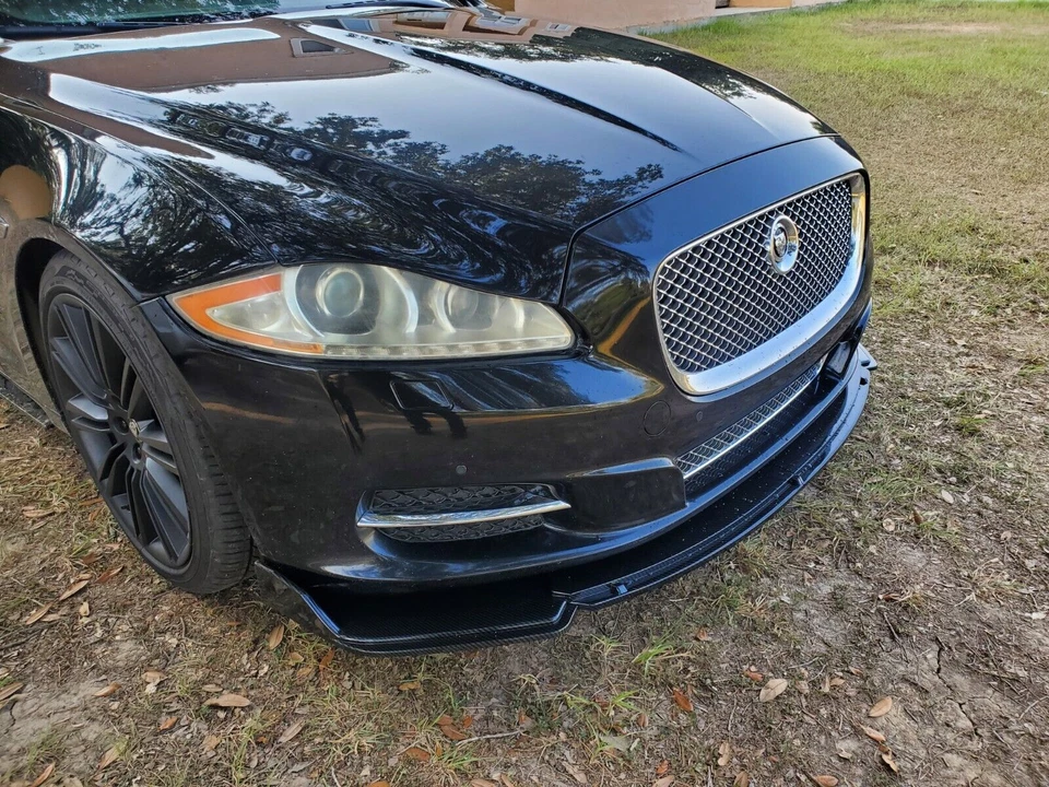 Front Bumper Lip Spoiler Kit Splitter Carbon Fiber +Strut Rods For Fiat 500 500L - Image 4 of 4