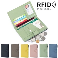 Wallet Holder Slim Genuine Leather Travel Passport RFID Blocking ID Card Case US